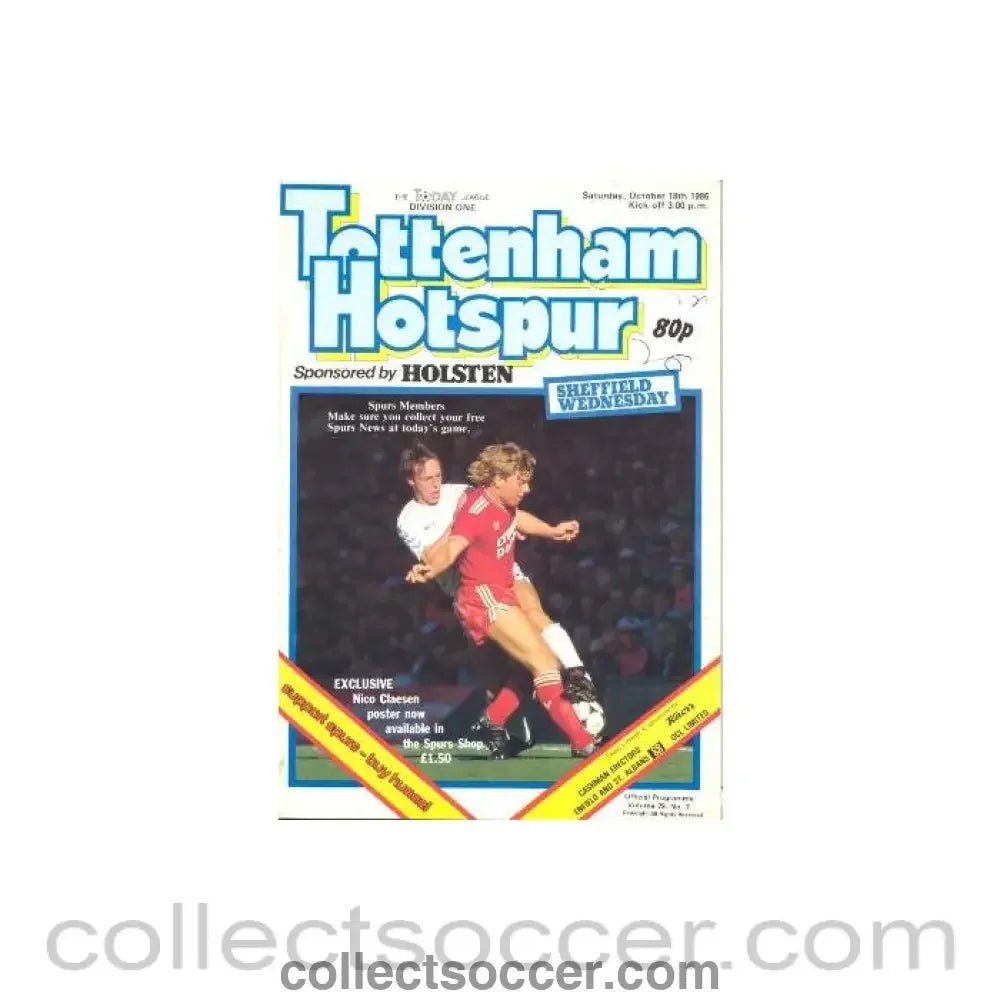 1986 - Tottenham Hotspur v Sheffield Wednesday official programme 18/10/1986 Football League - Collect Soccer