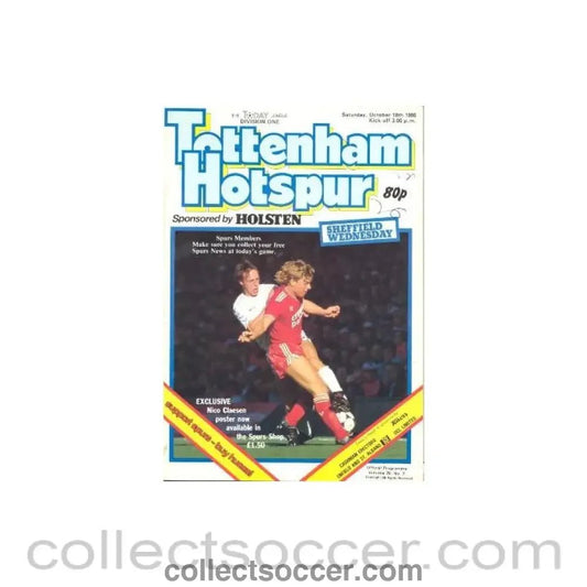 1986 - Tottenham Hotspur v Sheffield Wednesday official programme 18/10/1986 Football League - Collect Soccer