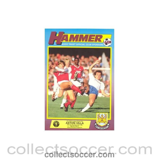 1986 - West Ham United v Aston Villa official programme 22/11/1986 Football League - Collect Soccer