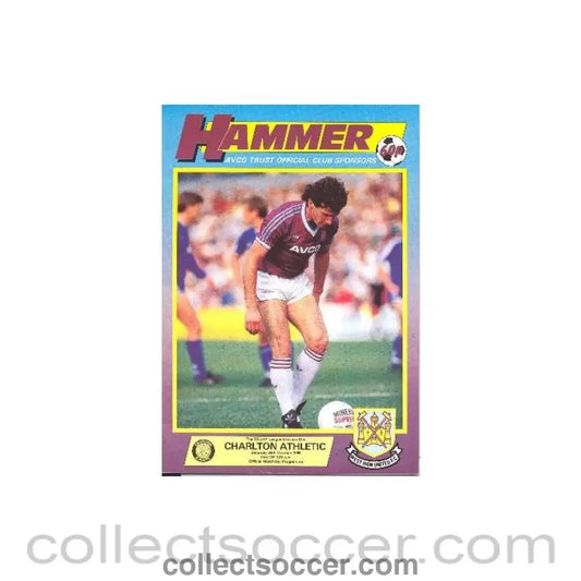 1986 - West Ham United v Charlton Athletic official programme 25/10/1986 Football League - Collect Soccer