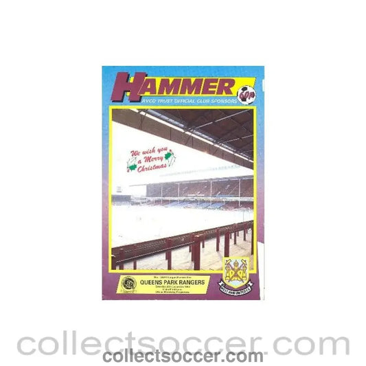 1986 - West Ham United v Queen's Park Rangers official programme 20/12/1986 League Cup - Collect Soccer