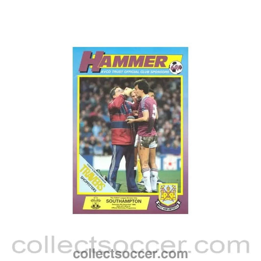 1986 - West Ham United v Southampton official programme 06/12/1986 Football League - Collect Soccer