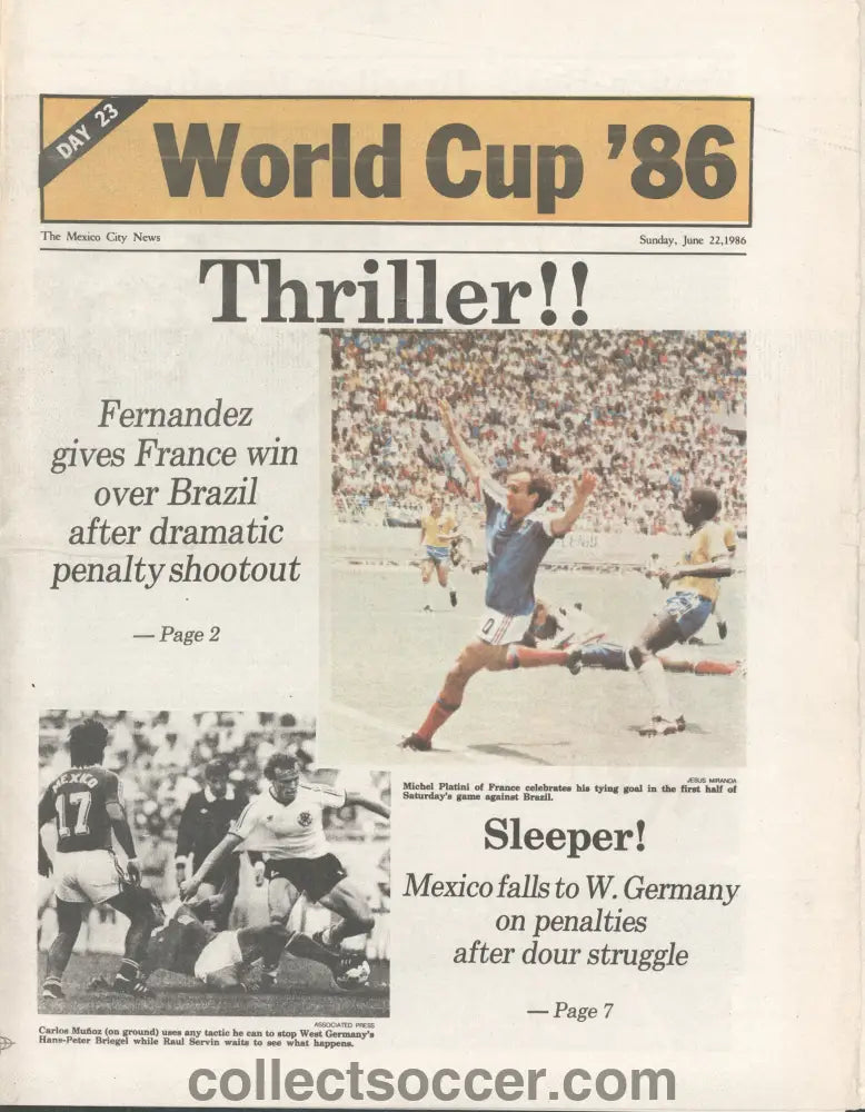 1986 World Cup Newspaper- The Mexico City News