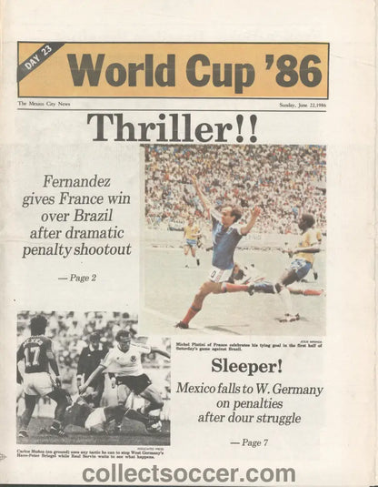 1986 World Cup Newspaper- The Mexico City News