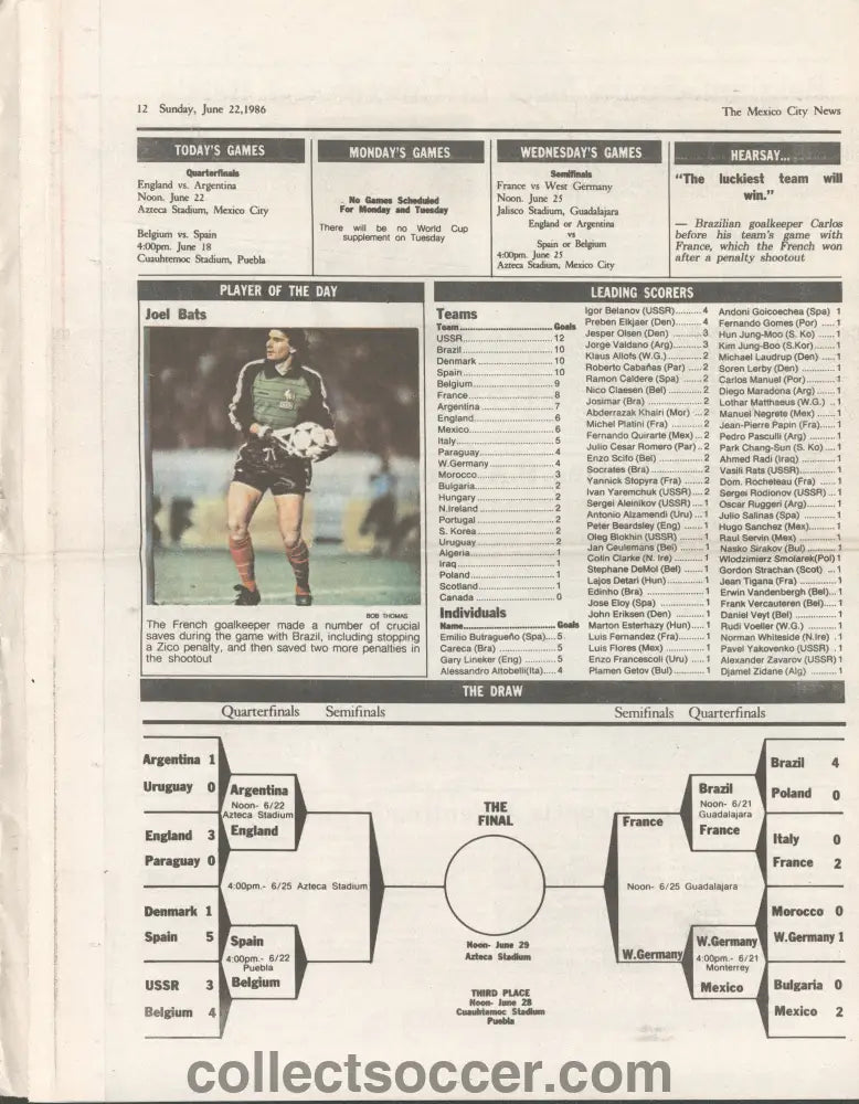 1986 World Cup Newspaper- The Mexico City News