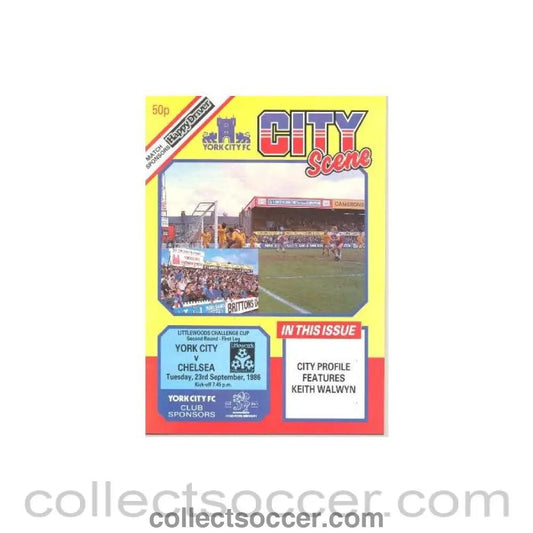 1986 - York City vChelsea official programme 23/09/1986 - Collect Soccer