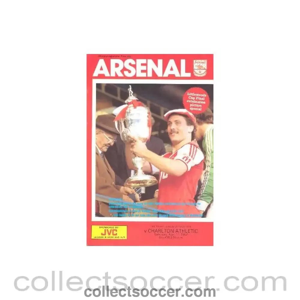 1987 - Arsenal v Charlton Athletic official programme 11/04/1987 League Cup - Collect Soccer