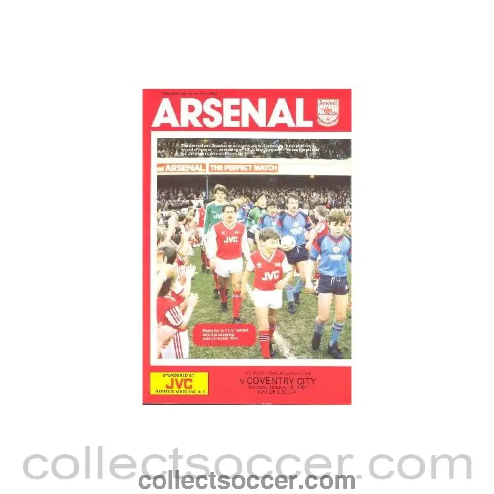 1987 - Arsenal v Coventry City official programme 18/01/1987 League Cup