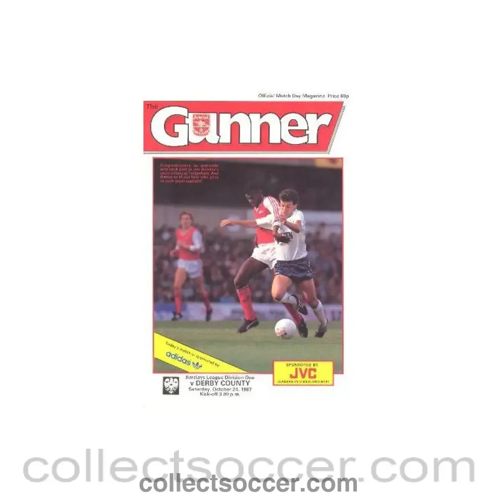 1987 - Arsenal v Derby County official programme 24/10/1987 League Cup