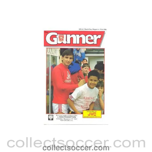 1987 - Arsenal v Southampton official programme 21/11/1987 League Cup