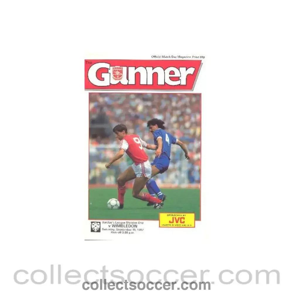 1987 - Arsenal v Wimbledon official programme 19/09/1987 League Cup