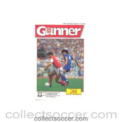 1987 - Arsenal v Wimbledon official programme 19/09/1987 League Cup