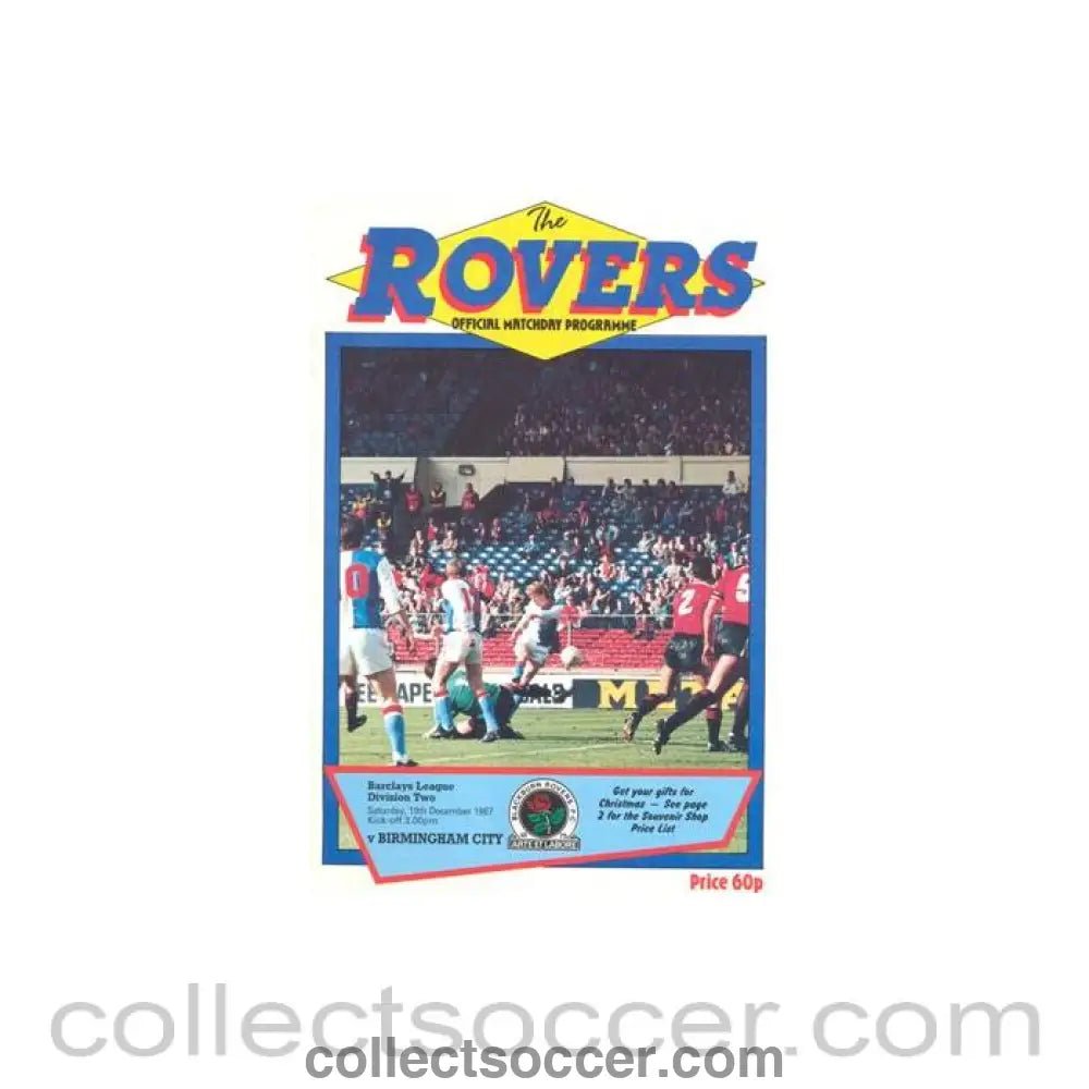 1987 - Blackburn Rovers v Birmingham City official programme 19/12/1987 Football League - Collect Soccer