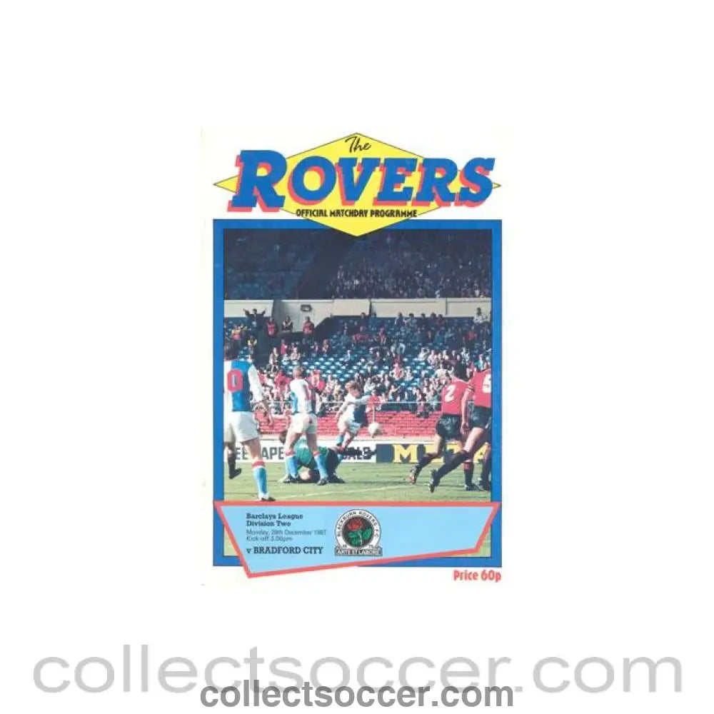 1987 - Blackburn Rovers v Bradford official programme 28/12/1987 Football League