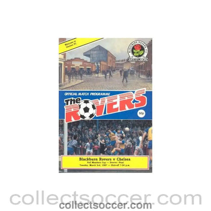 1987 - Blackburn Rovers vChelsea official programme 03/03/1987 - Collect Soccer