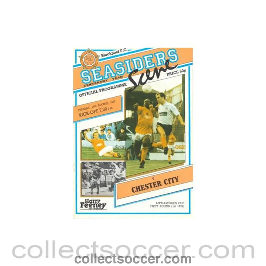 1987 - Blackpool v Chester City official programme 18/08/1987 Lettlewoods Cup