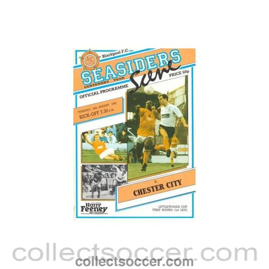 1987 - Blackpool v Chester City official programme 18/08/1987 Littlewoods Cup