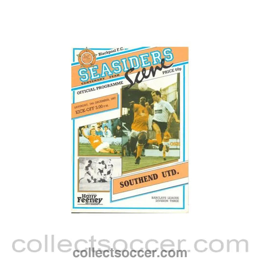 1987 - Blackpool v Southend United official programme 19/12/1987 Football League