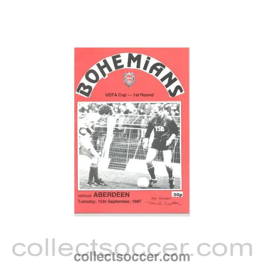 1987 - Bohemians v Aberdeen UEFA Cup First Round official programme 15/09/1987