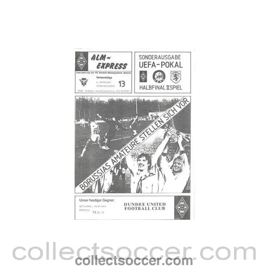1987 - Borussia Monchengladbach v Dundee United programme Borussia amateurs 22/04/1987 - Collect Soccer