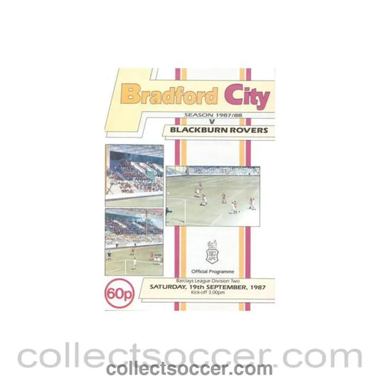 1987 - Bradford City v Blackburn Rovers official programme 19/09/1987 Football League - Collect Soccer