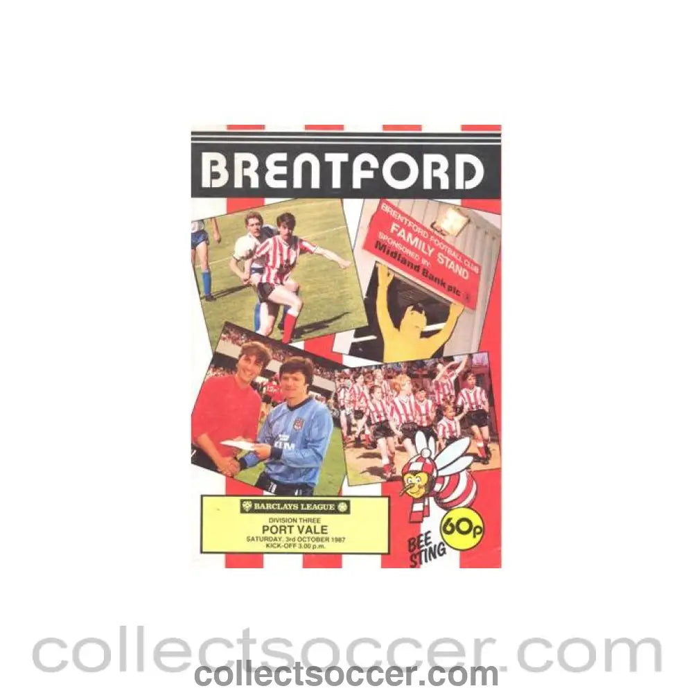 1987 - Brentford v Port Vale official programme 03/10/1987 Football League