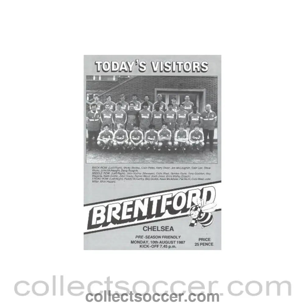1987 - Brentford vChelsea official programme 10/08/1987 - Collect Soccer