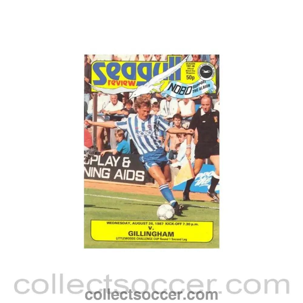 1987 - Brighton & Hove Albion v Gillingham official programme 26/08/1987 Littlewoods Cup