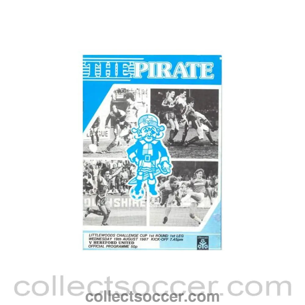 1987 - Bristol Rovers v Hereford United official programme 19/08/1987 Littlewoods Cup