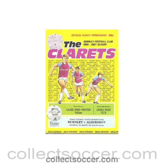 1987 - Burnley v Aldershot official programme 21/03/1987 Football League