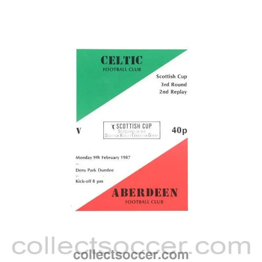 1987 - Celtic v Aberdeen official programme 09/02/1987 Scottish Cup 3rd Round 2nd Replay - Collect Soccer