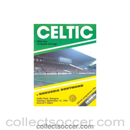 1987 Celtic v Borussia Dortmund UEFA Cup First Round First Leg official programme 15/09/1987