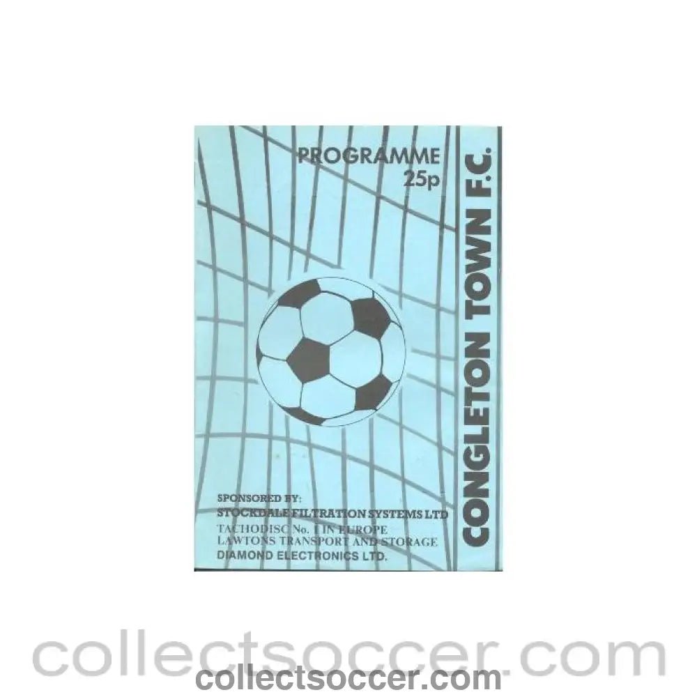 1987 - Congleton Town v Leek Town official programme 09/12/1987 NPL - Collect Soccer