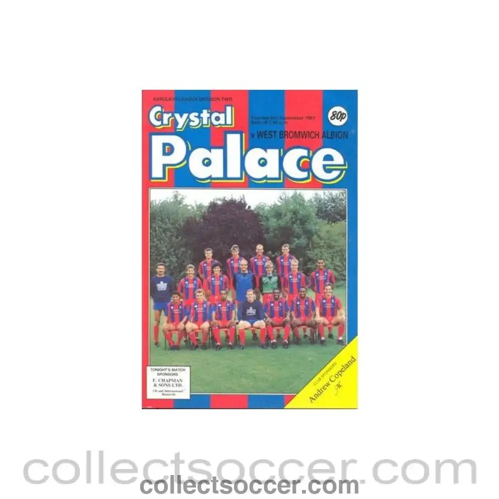 1987 - Crystal Palace v West Bromwich Albion official programme 08/09/1987 Football League - Collect Soccer