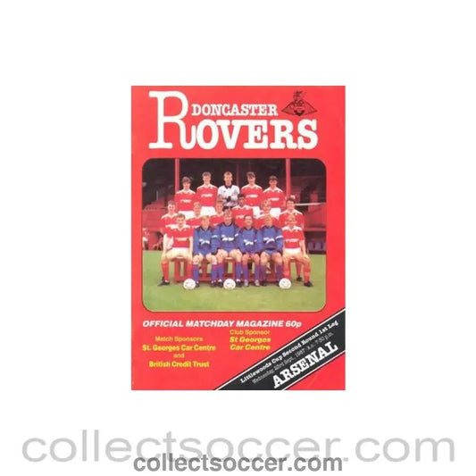 1987 - Doncaster Rovers v Arsenal official programme 23/09/1987 Littlewoods Cup - Collect Soccer