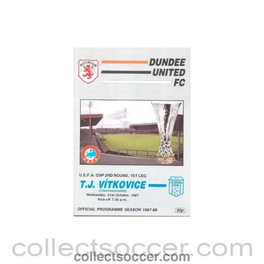 1987 - Dundee v Vitcovice, Czechslovakia UEFA Cup Second Round First Leg official programme 21/10/1987 - Collect Soccer