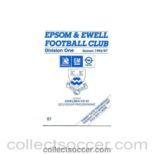 1987 - Epsom & Ewell vChelsea XI official programme 10/03/1987