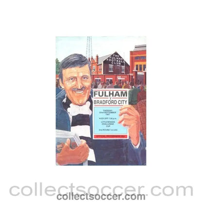 1987 - Fulham v Bradford City official programme 22/09/1987 Littlewoods Cup - Collect Soccer
