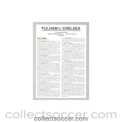 1987 - Fulham vChelsea official programme 03/08/1987 Pre - season friendly - Collect Soccer