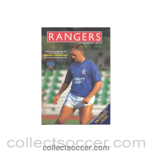1987 - Glasgow Rangers v Dynamo Kiev official programme 30/09/1987 European Cup - Collect Soccer