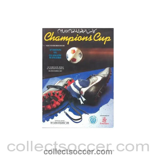1987 - In Dubai - Everton v Glasgow Rangers official programme 08/12/1987 Champions Cup - Collect Soccer