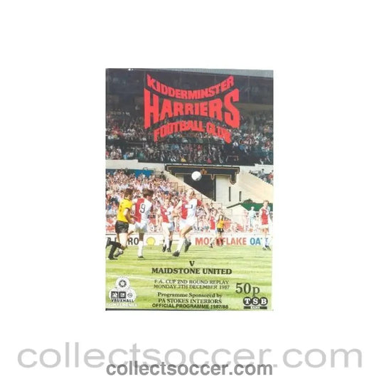 1987 - Kidderminster Harriers v Maidstone United official programme 07/12/1987 F.A. Cup - Collect Soccer
