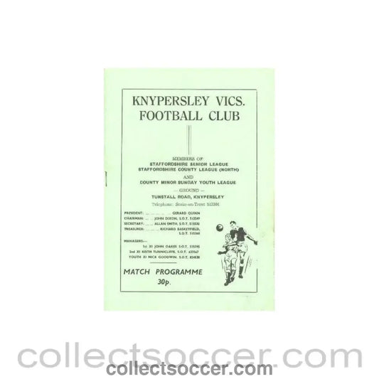 1987 - Knypersley Vics Annual Report of June 1987 - Collect Soccer