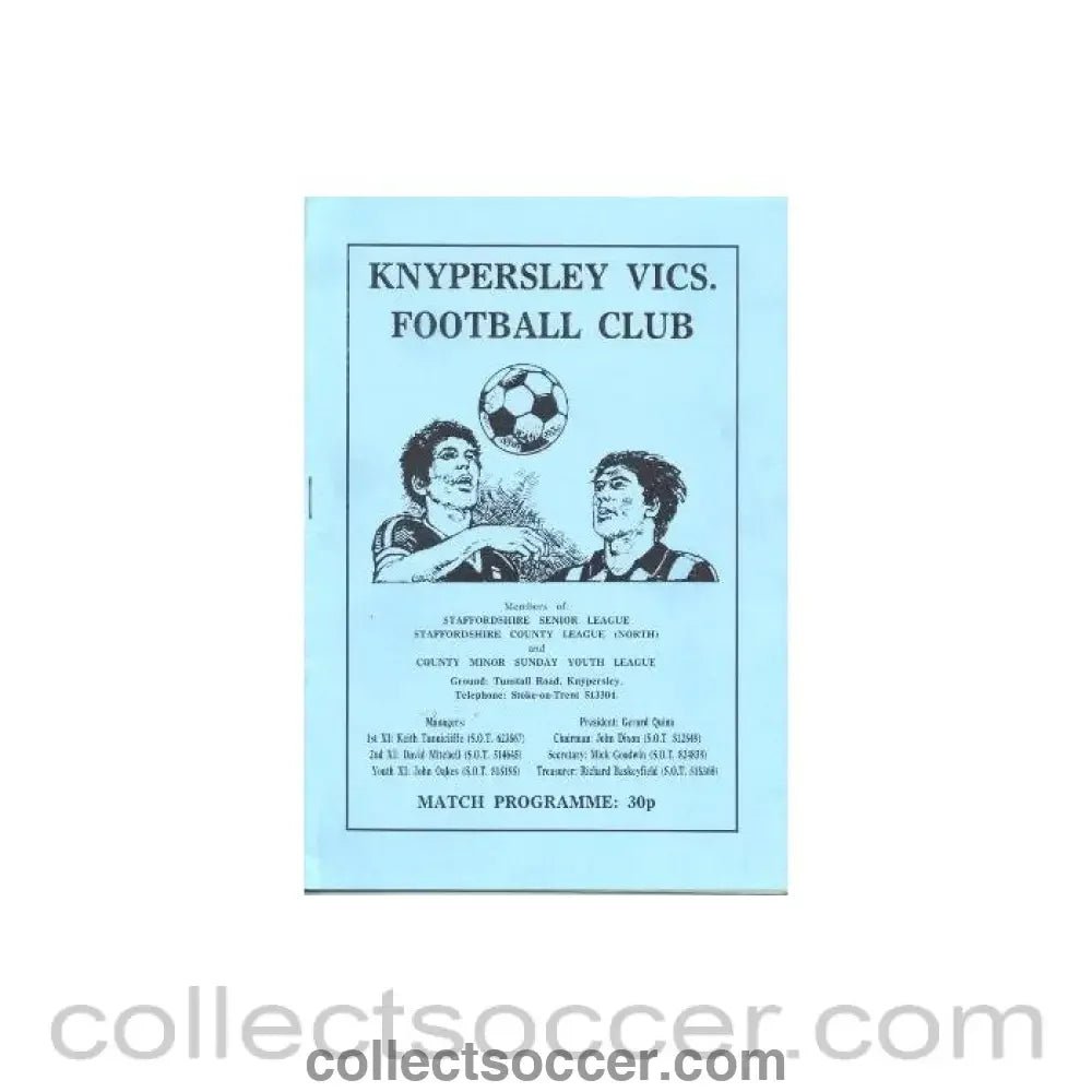 1987 - Knypersley Vics v Port Vale official programme 05/08/1987 friendlyb game - Collect Soccer