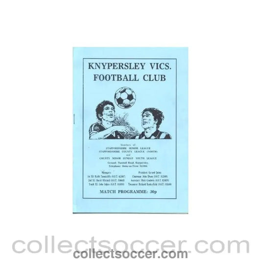 1987 - Knypersley Vics v Port Vale official programme 05/08/1987 friendlyb game - Collect Soccer