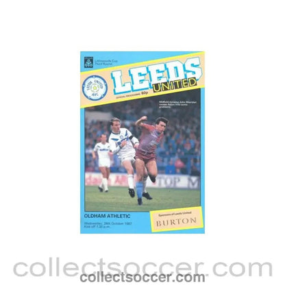 1987 - Leeds United v Oldham Athletic official programme 28/10/1987 Littlewoods Cup - Collect Soccer