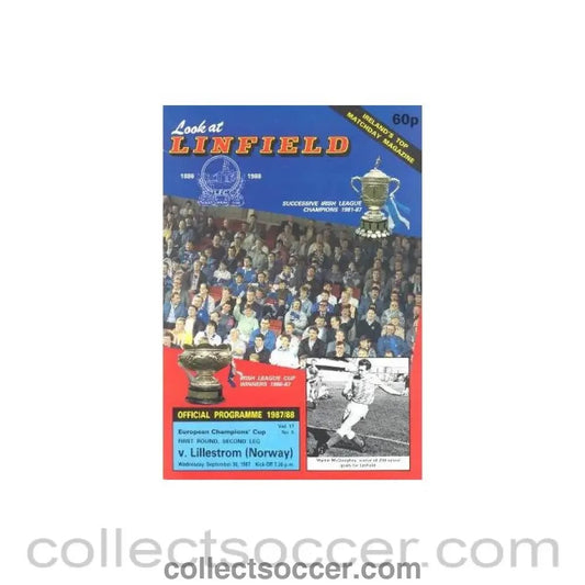 1987 - Linfield v Lillestrom, Norway official programme 30/09/1987 European Cup - Collect Soccer