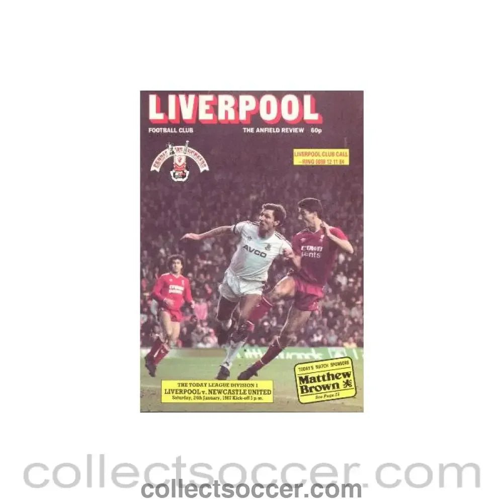 1987 - Liverpool v Newcastle United official programme 24/01/1987 - Collect Soccer