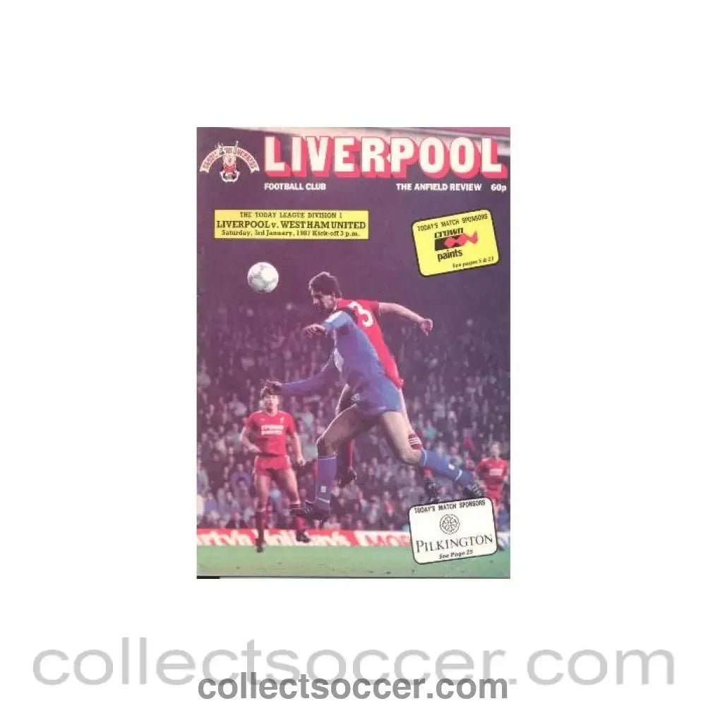 1987 - Liverpool v West Ham United official programme 03/01/1987 - Collect Soccer