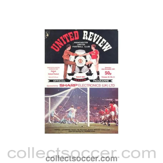 1987 - Manchester United v Oxford United official programme 12/12/1987 Football League - Collect Soccer